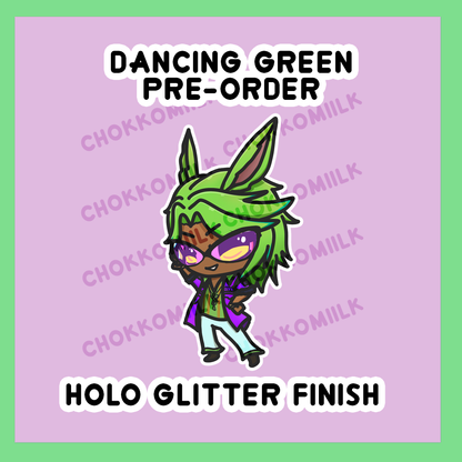 Dancing Green Holo Sticker